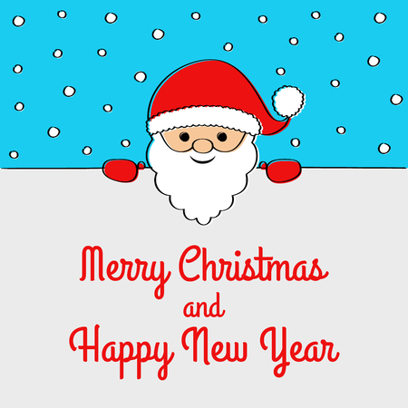 Funny cartoon Santa Claus - card with greetings. Vector.のイラスト素材