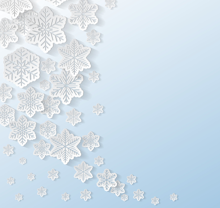 Christmas card with paper snowflakes and copyspace. Vector.のイラスト素材