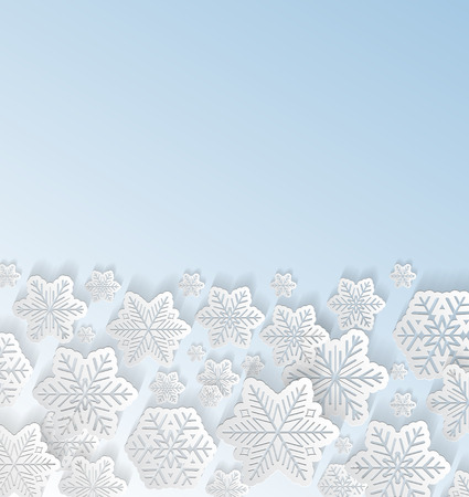 Christmas card with paper snowflakes and copyspace. Vector.のイラスト素材