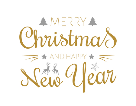 Merry Christmas - card with icons and wishes. Vector.のイラスト素材