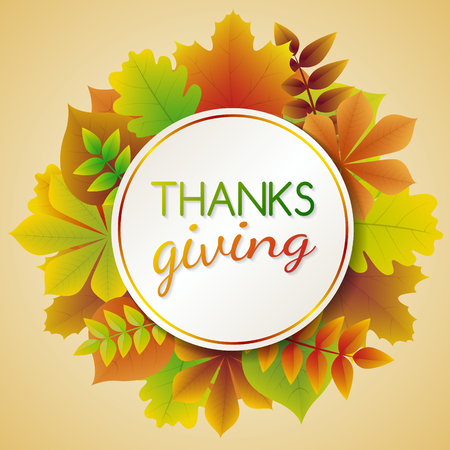 Happy Thanksgiving Day - card with greetings. Vector.のイラスト素材