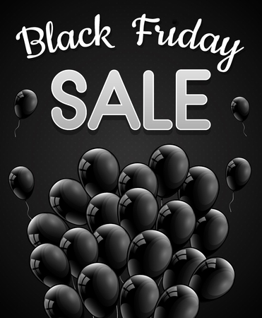 Beautiful poster with shiny helium balloons for Black Friday Sale. Vector.のイラスト素材