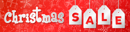 Christmas Sale - shiny poster with decorative background. Vector.のイラスト素材