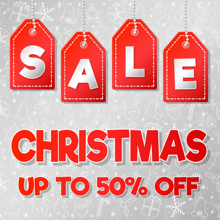 Christmas Sale - shiny poster with decorative background. Vector.のイラスト素材