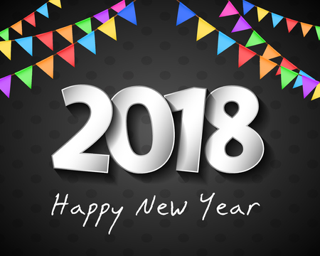 Happy New Year - poster with bunting flags. Vector.のイラスト素材