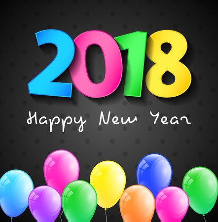 Happy New Year - poster with balloons. Vector.のイラスト素材