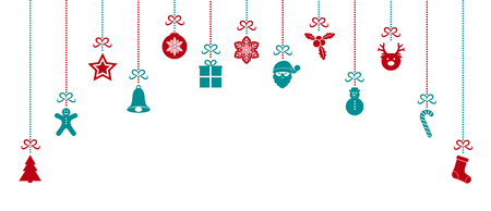 Colorful hanging Christmas decoration. Vector.のイラスト素材