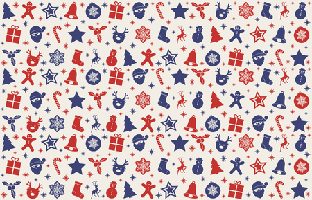 Christmas background with cute elements. Vector.のイラスト素材