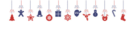 Colorful hanging Christmas decoration. Vector.のイラスト素材