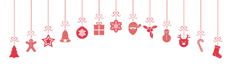 Colorful hanging Christmas decoration. Vector.のイラスト素材