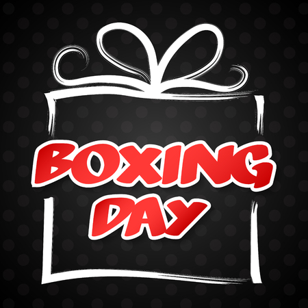Boxing Day - poster with hand drawn gift box. Vector.のイラスト素材
