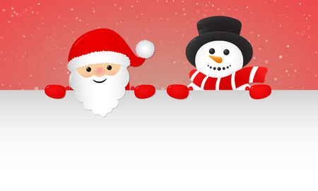 Christmas background with Santa Claus, Snowman and copyspace. Vector.のイラスト素材