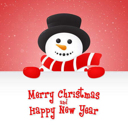Merry Christmas - card with cute Snowman and wishes. Vector.のイラスト素材