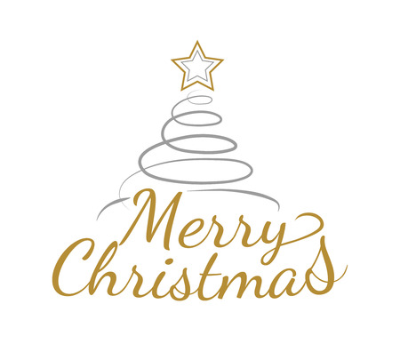 Merry Christmas - card with greeting and illustration. Vector.のイラスト素材