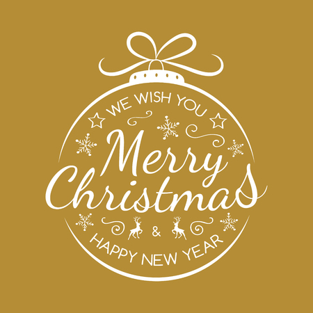 Merry Christmas - card with greeting and illustration. Vector.のイラスト素材