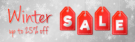 Banner or card with snowflakes - Winter Sale. Vector.のイラスト素材