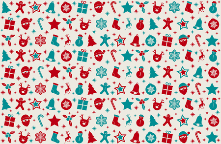Christmas background with cute elements. Vector.のイラスト素材