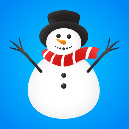 Funny Snowman on blue background. Vector.のイラスト素材
