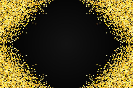 Golden glitter on black background. Vector.のイラスト素材