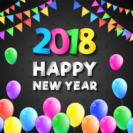 Happy New Year - concept of card with wishes. Vector.のイラスト素材