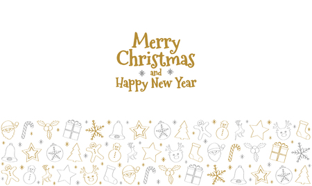 Concept of Christmas card with hand drawn decorations. Vector.のイラスト素材