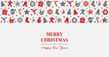 Concept of Christmas banner with wishes and decorations. Vector.のイラスト素材