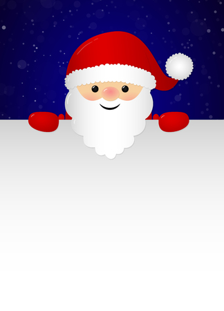 Merry Santa Claus holding a card with copyspace - concept of Christmas card. Vector.のイラスト素材