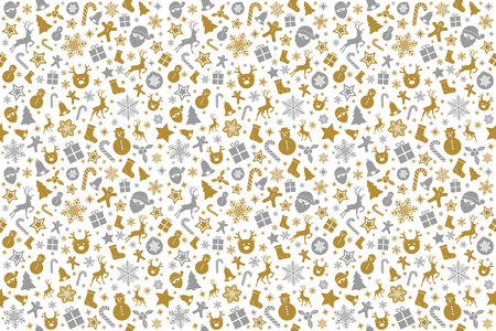 Seamless Christmas pattern with pastel coloured decoration. Vector. のイラスト素材
