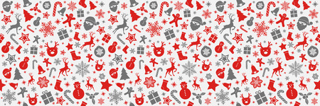 Seamless Christmas pattern with pastel coloured decoration. Vector. のイラスト素材