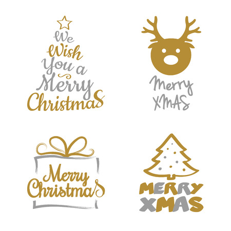 Concept of colourful Christmas wishes - set with icons. Vector.のイラスト素材