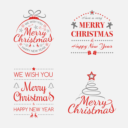 Concept of colourful Christmas wishes - set with icons. Vector.のイラスト素材