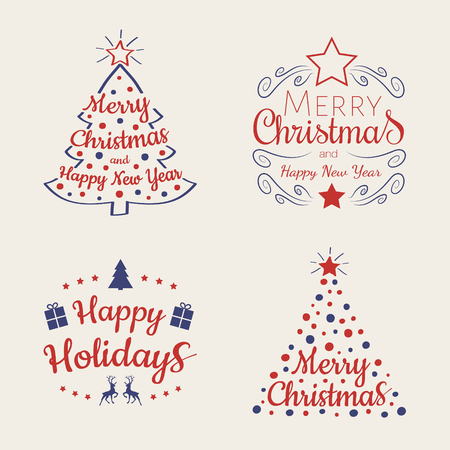 Concept of colourful Christmas wishes - set with icons. Vector.のイラスト素材