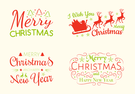 Concept of colourful Christmas wishes - set with icons. Vector.のイラスト素材
