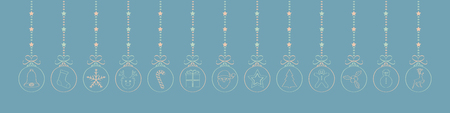 Hand drawn Christmas decoration with hanging baubles. Vector.のイラスト素材