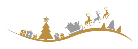 Christmas banner with Santa Claus and winter landscape. Vector.のイラスト素材