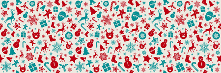 Christmas wallpaper with colourful decorations. Vector.のイラスト素材