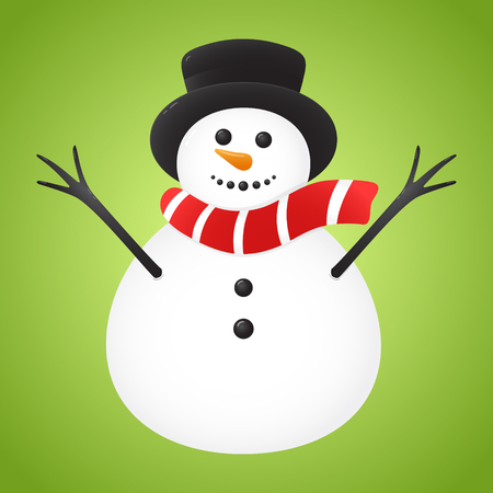 Happy Snowman on green background. Vector.のイラスト素材