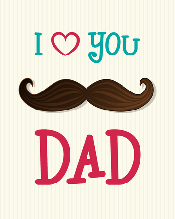 Father's Day - cute card with mustache and wishes. Vector.のイラスト素材