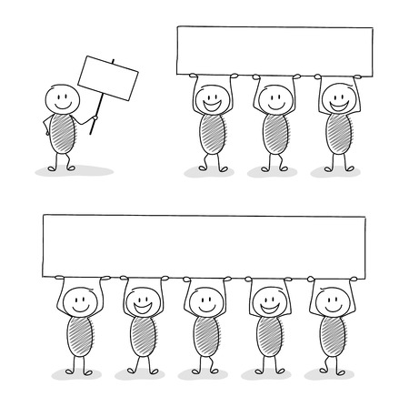 Collection of business stickmen with empty place for slogan. Vector.のイラスト素材