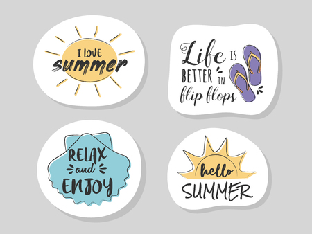 Collection of summer stickers. Vector.のイラスト素材