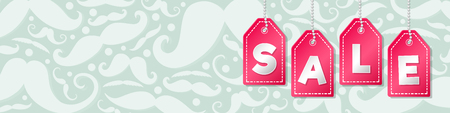 Father's Day Sale and Barber Shop Sale - background with mustaches. Vector.のイラスト素材