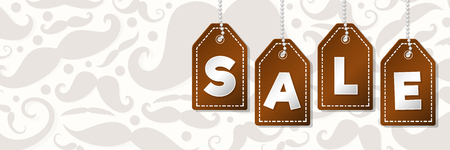 Father's Day Sale and Barber Shop Sale - background with mustaches. Vector.のイラスト素材