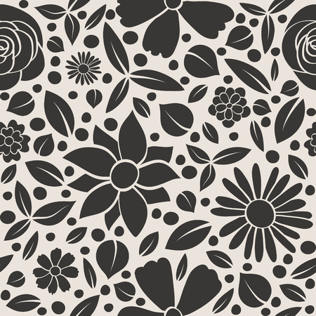 Beautiful floral background - seamless pattern with hand drawn flowers. Mother's Day, Woman's Day and Valentine's Day. Vector.のイラスト素材