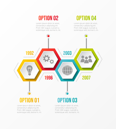 Concept of company timeline with business icons. Vector.のイラスト素材