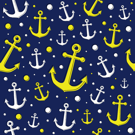 Seamless pattern with anchors. Summer concept. Vector.のイラスト素材