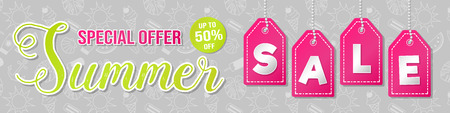 Summer Sale - template of a shiny header wit textured background. Vector.のイラスト素材