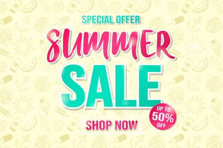 Multicoloured and shiny card for big Summer Sale. Vector.のイラスト素材