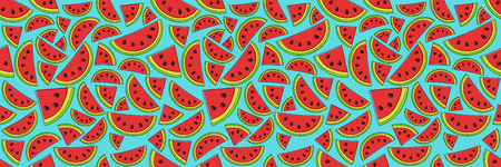 Seamless pattern with hand drawn watermelons. Vector.のイラスト素材