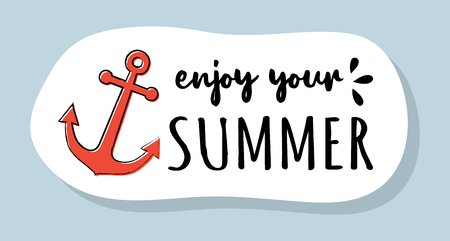 Cute summer icon with funny text. Vector.のイラスト素材