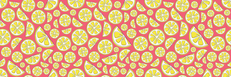 Summer background with cute hand drawn lemons. Vector.のイラスト素材